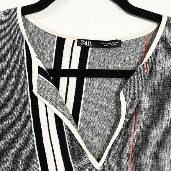 ZARA Gray, Black, Red and White Striped‎ Long Sleeve Tunic - Picture 2 of 9